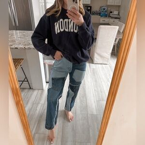 Revice Denim Patchwork Straight Leg Jeans High Rise Colorblock Size 28